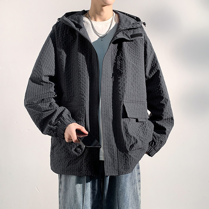 现货外套男户外连帽夹克春秋工装设计感百搭冲锋衣A321-J7811-P75,男装夹克,电商A321