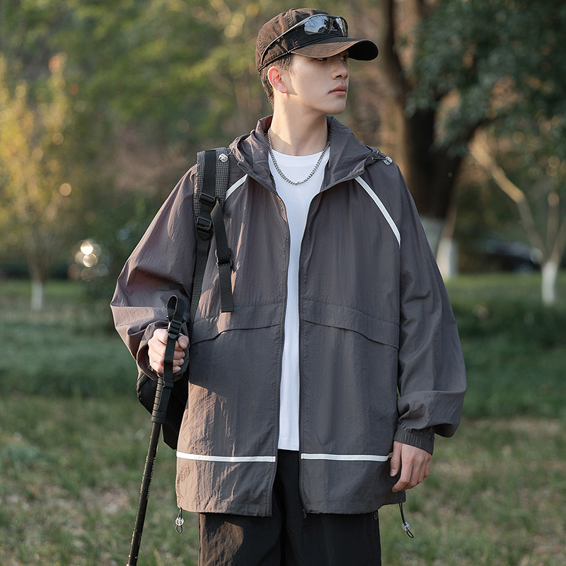 夏季薄款透气拼接防晒服防紫外线宽松上衣外套A321-FS7739-P55，男装防晒衣，电商A321