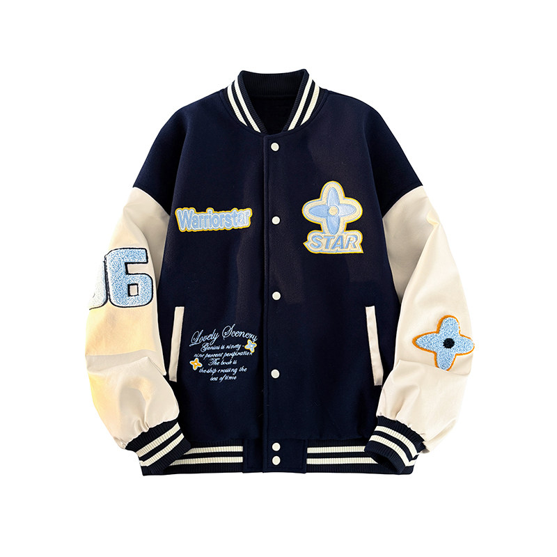 现货春秋棒球服外套男女刺绣PU休闲宽松百搭夹克A321-J9955-P90,男装夹克,电商A321