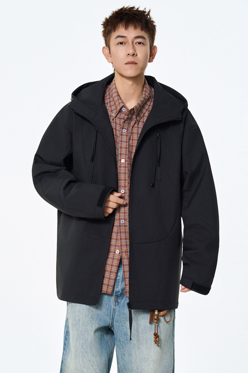 春秋纯色百搭休闲男女外套连帽工装上衣A321-J7981-P75,男装工装外套,电商A321