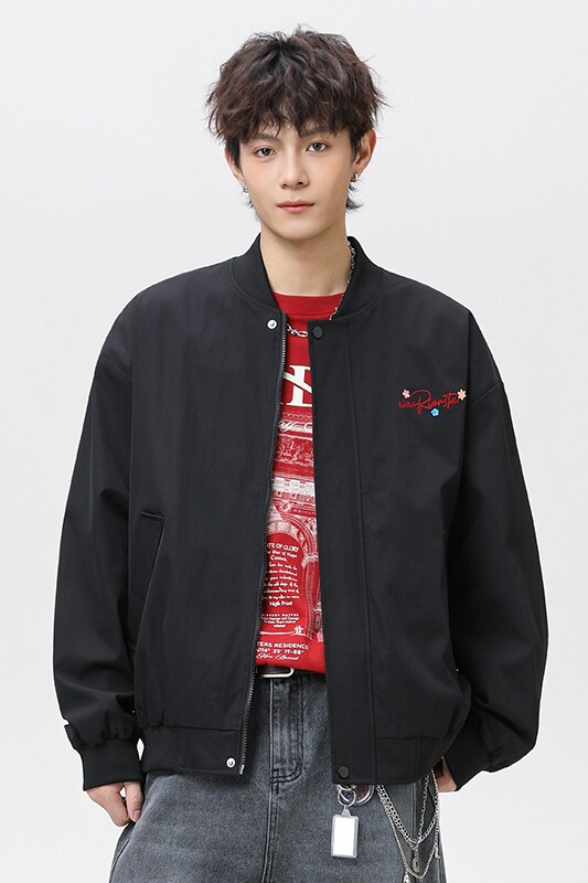 现货春秋男女休闲棒球夹克刺绣立领百搭外套A321-J9951-P75,男装夹克,电商A321