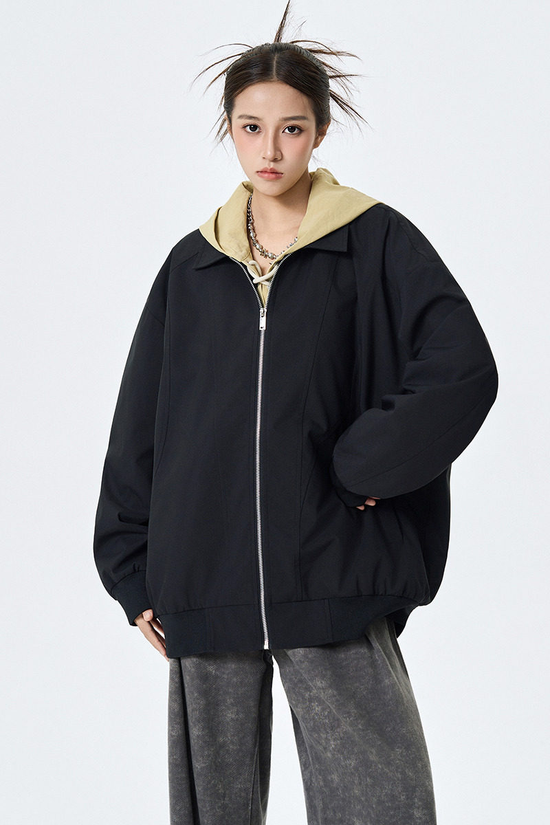 春秋翻领百搭纯色休闲外套男女宽松夹克A321-J7924-P55,男装夹克,电商A321