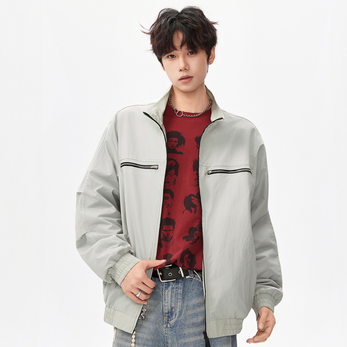 春秋立领纯色夹克休闲百搭棒球服外套A321-J060-P78  控118图片