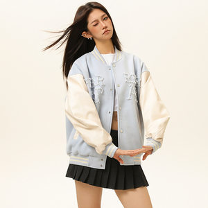 春秋刺绣PU棒球服外套男女休闲夹克A321-J9952-P90图片