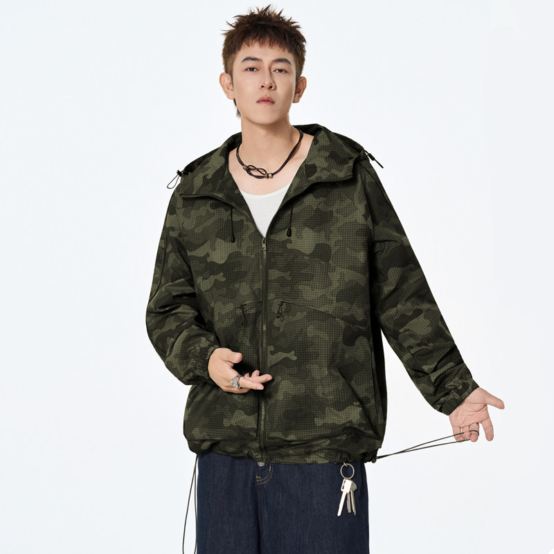 春秋男女百搭迷彩休闲连帽外套A321-J7976-P85,女装短外套,电商A321