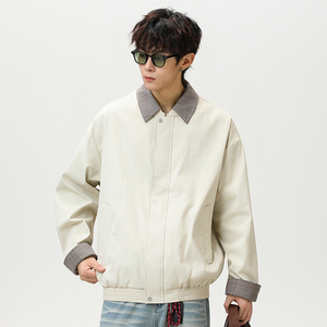 现货百搭休闲外套可拆卸领宽松男女休闲夹克A321-J9957-P75图片