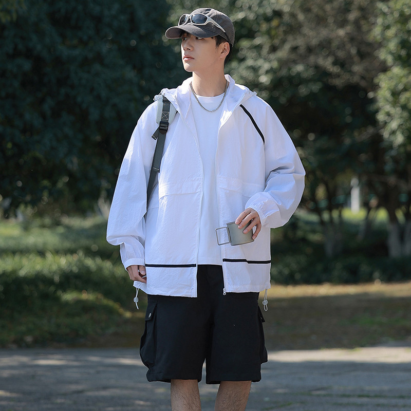 夏季薄款透气拼接防晒服防紫外线宽松上衣外套A321-FS7739-P55，男装防晒衣，电商A321