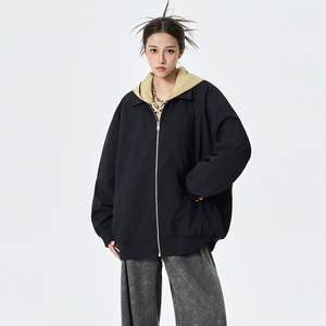 春秋翻领百搭纯色休闲外套男女宽松夹克A321-J7924-P55图片