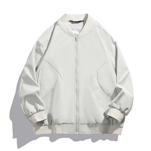 美式复古棒球服外套男纯色潮牌宽松休闲飞行夹克A321-J7803-P55图片