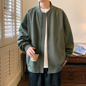 美式复古棒球服外套男纯色潮牌宽松休闲飞行夹克A321-J7803-P55,日系西裤穿搭男博主图片