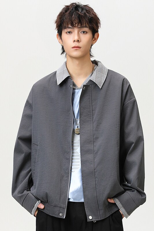 现货百搭休闲外套可拆卸领宽松男女休闲夹克A321-J9957-P75,男装夹克,电商A321