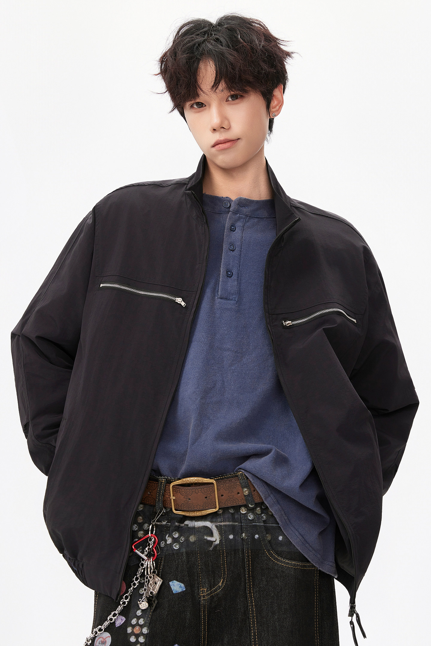 春秋立领纯色夹克休闲百搭棒球服外套A321-J060-P78  控118图片