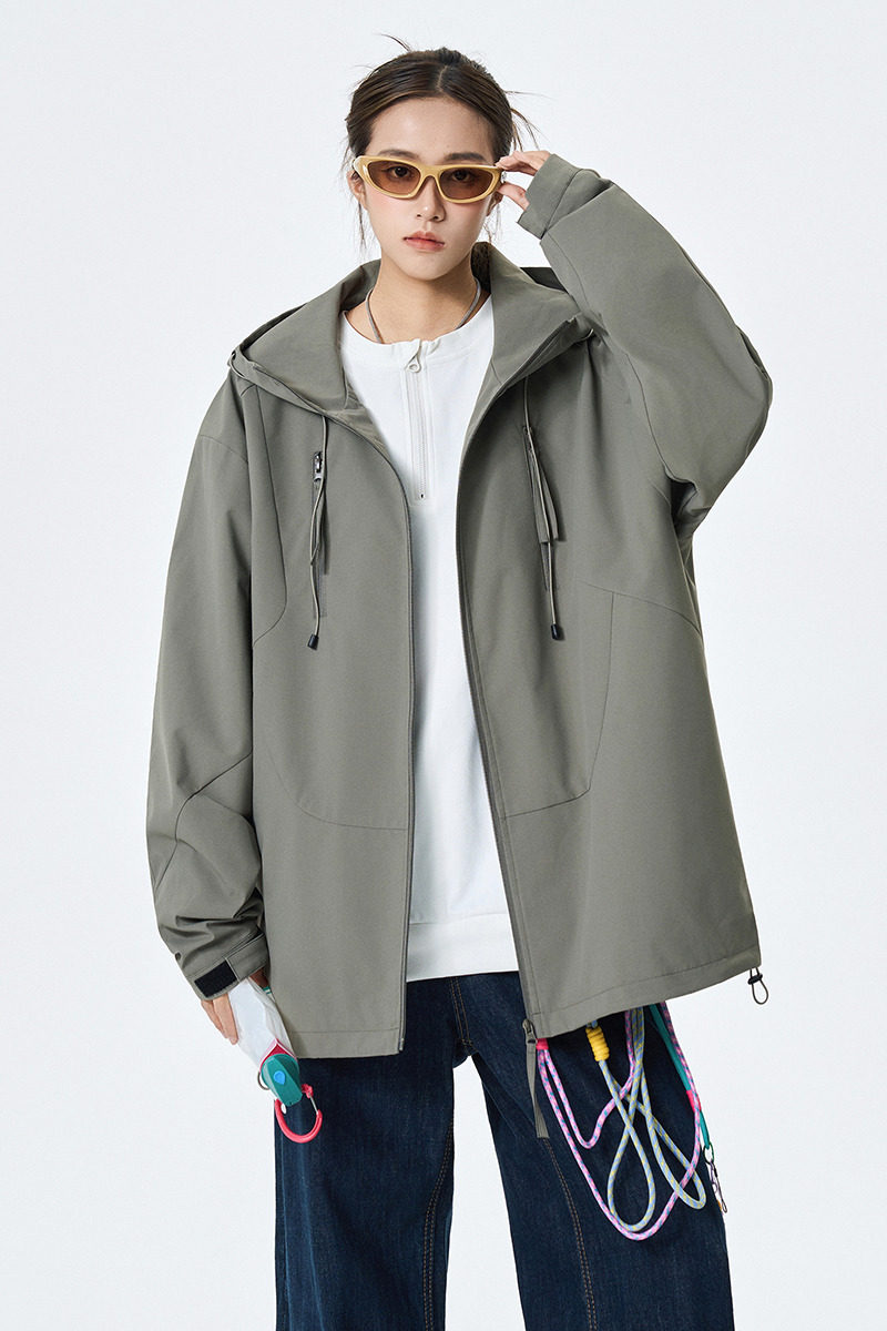 春秋纯色百搭休闲男女外套连帽工装上衣A321-J7981-P75,男装工装外套,电商A321