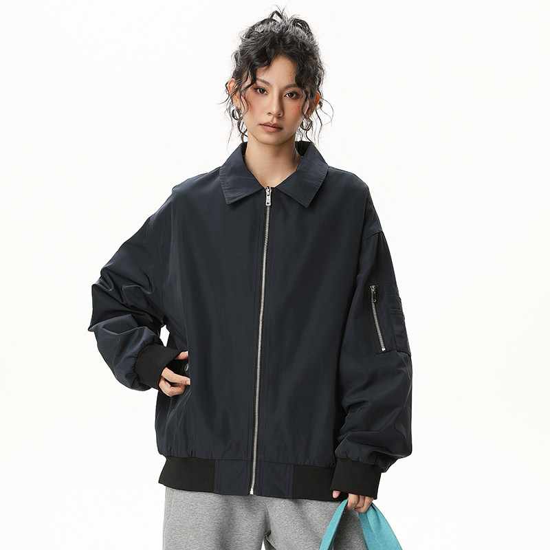 男女春秋工装休闲夹克纯色宽松外套A321-J9975-P75图片