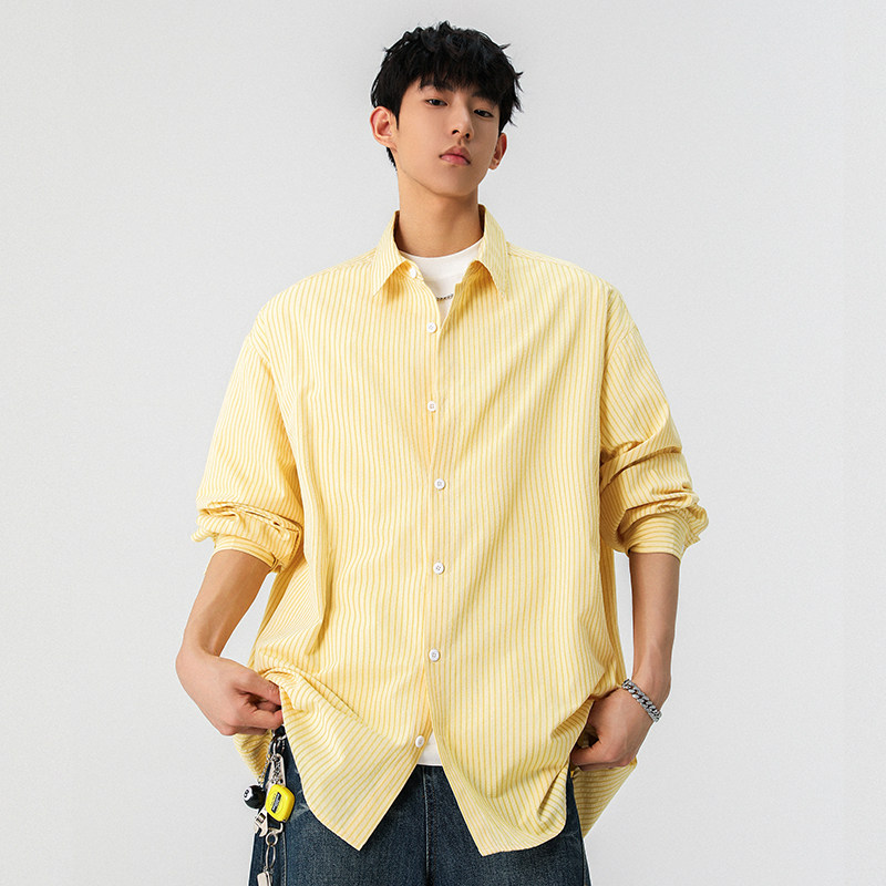 现货春秋条纹衬衫长袖衬衫翻领潮牌休闲上衣A321-CS2511-P55,男装衬衫,电商A321