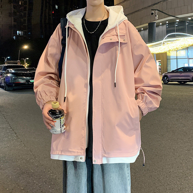 现货假两件夹克春秋连帽冲锋衣宽松潮牌休闲外套A321-J763-P68,男装夹克,电商A321