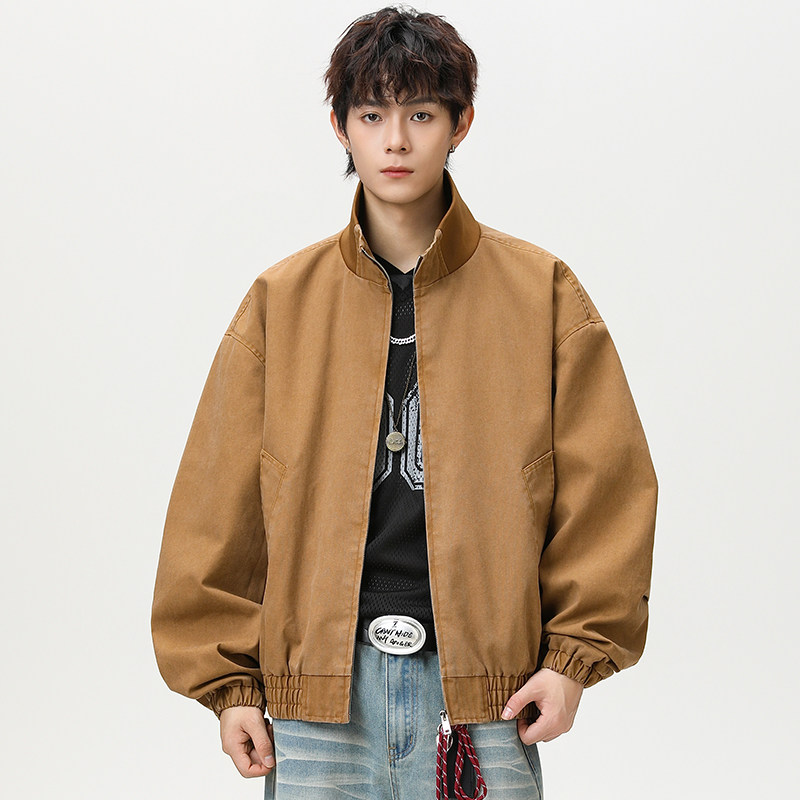 现货纯色百搭休闲水洗夹克外套宽松百搭上衣A321-J9956-P90,男装夹克,电商A321