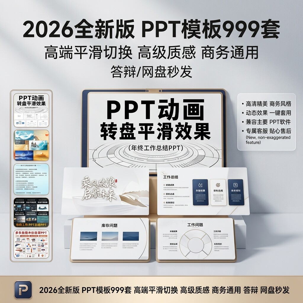2026高端动态PPT模板999套平滑动画套用商务总结毕业答辩全套素材