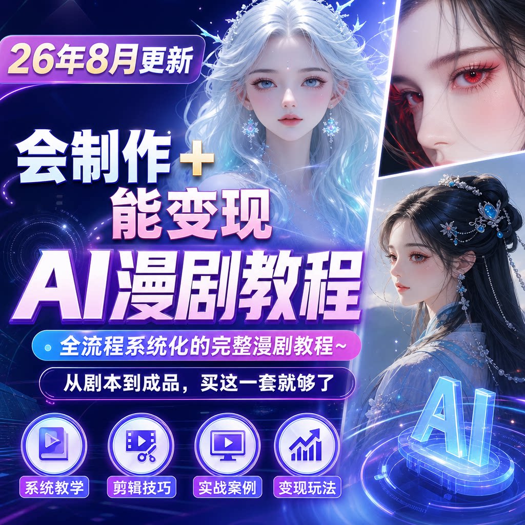 26年AI漫剧制作教程零基础短剧剪辑新手变现玩法课程全套素材图片