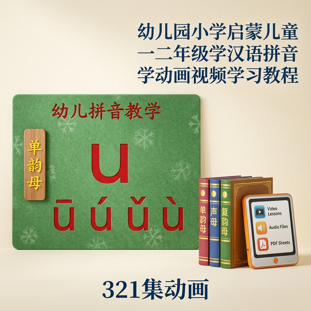 幼儿汉语拼音动画教程321集幼儿园一二年级儿童声母韵母启蒙学习