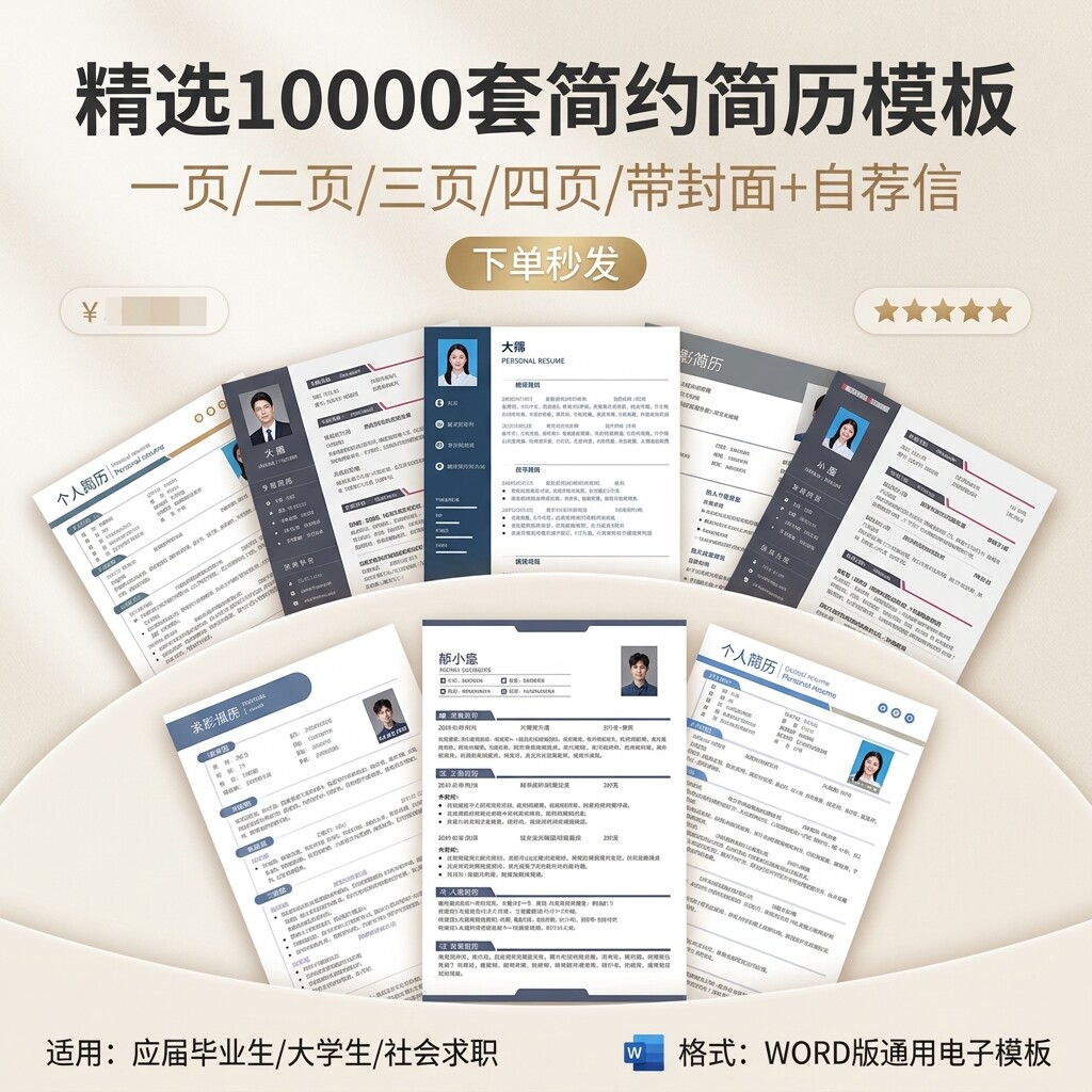 求职简历Word模板应届大学生社会通用简约个人简历电子版