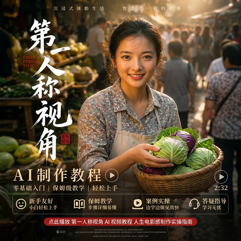 第一人称视角AI视频制作教程零基础人生电影感实操保姆级教学指南