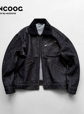 凡购春季美式潮牌莱赛尔外套丹宁多口袋工装短款干练牛仔夹克男