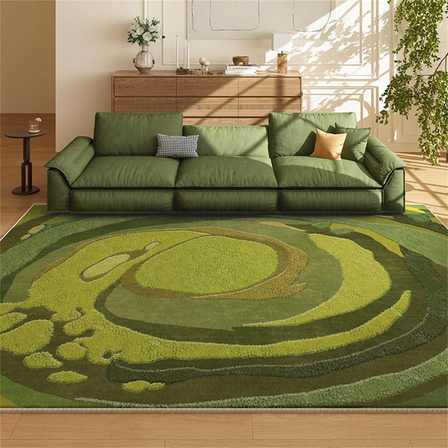 绿色客厅地毯中古风卧室床边床尾防水防污地垫可擦免洗沙发茶几毯,居家布艺,地毯,淘宝优惠券,粉丝福利购,淘宝优惠卷
