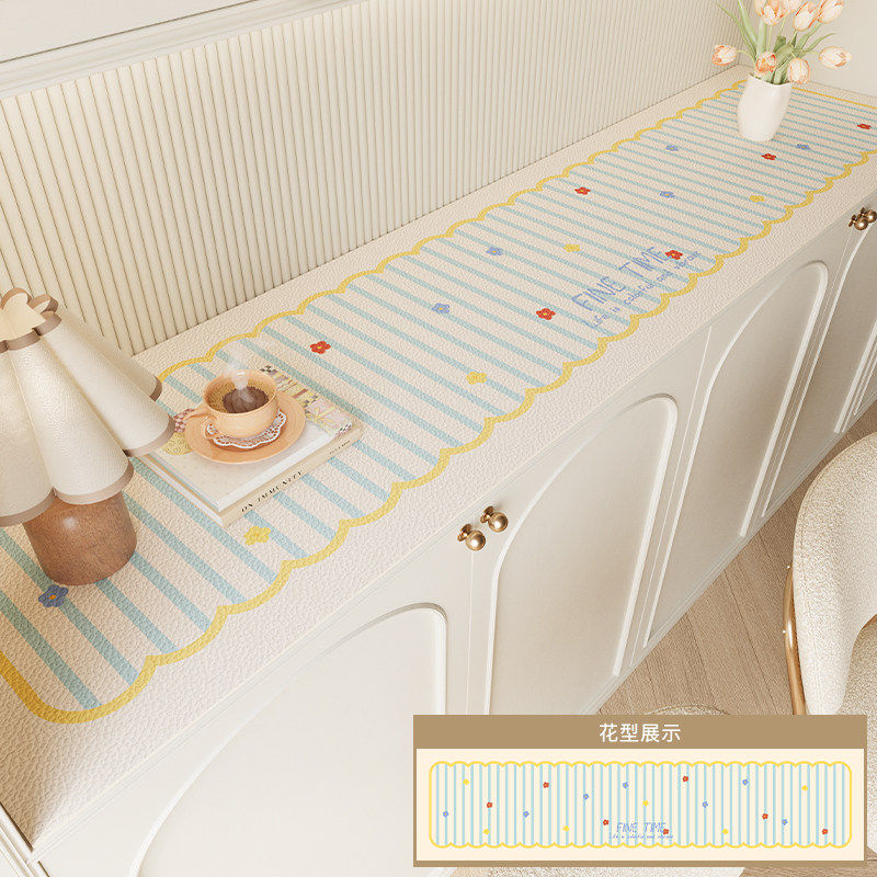 奶油风餐边柜垫电视柜保护垫子餐桌茶几防油防水隔热桌布2026新款,居家布艺,桌布,淘宝优惠券,粉丝福利购,淘宝优惠卷