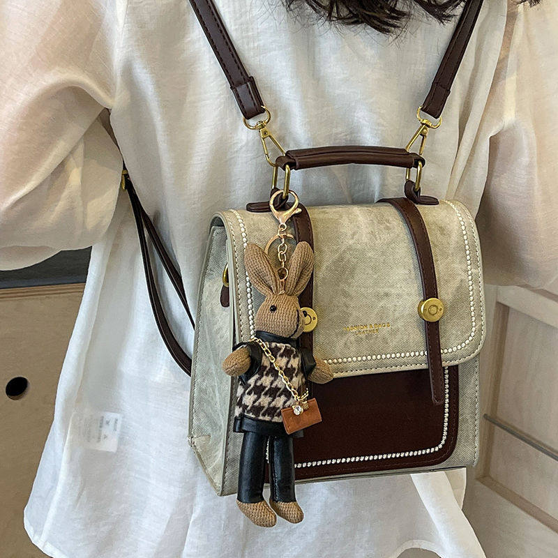 双肩包设计感小众包包女2025新款小型书包时尚旅行牛仔百搭小背包