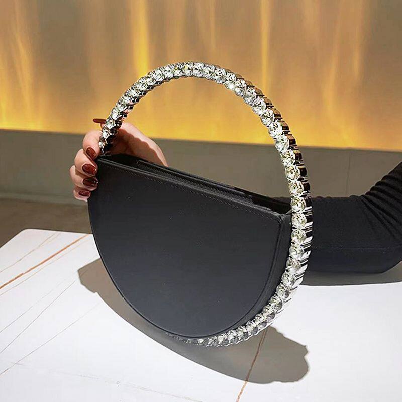 圆形水晶钻石包闪闪的手拿包网红同款钱包小仙女包包夏季名媛小包
