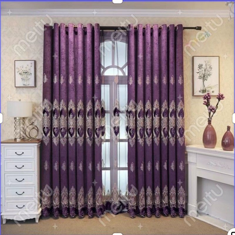 春光好奢华柔软舒适窗帘欧式成品客厅卧室布纱遮光雪尼尔绣花落地