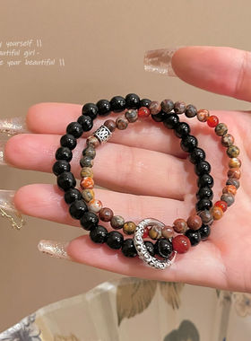 【枯木逢春】禅意平安扣清冷石手串女款新中式叠戴手链小众情侣配