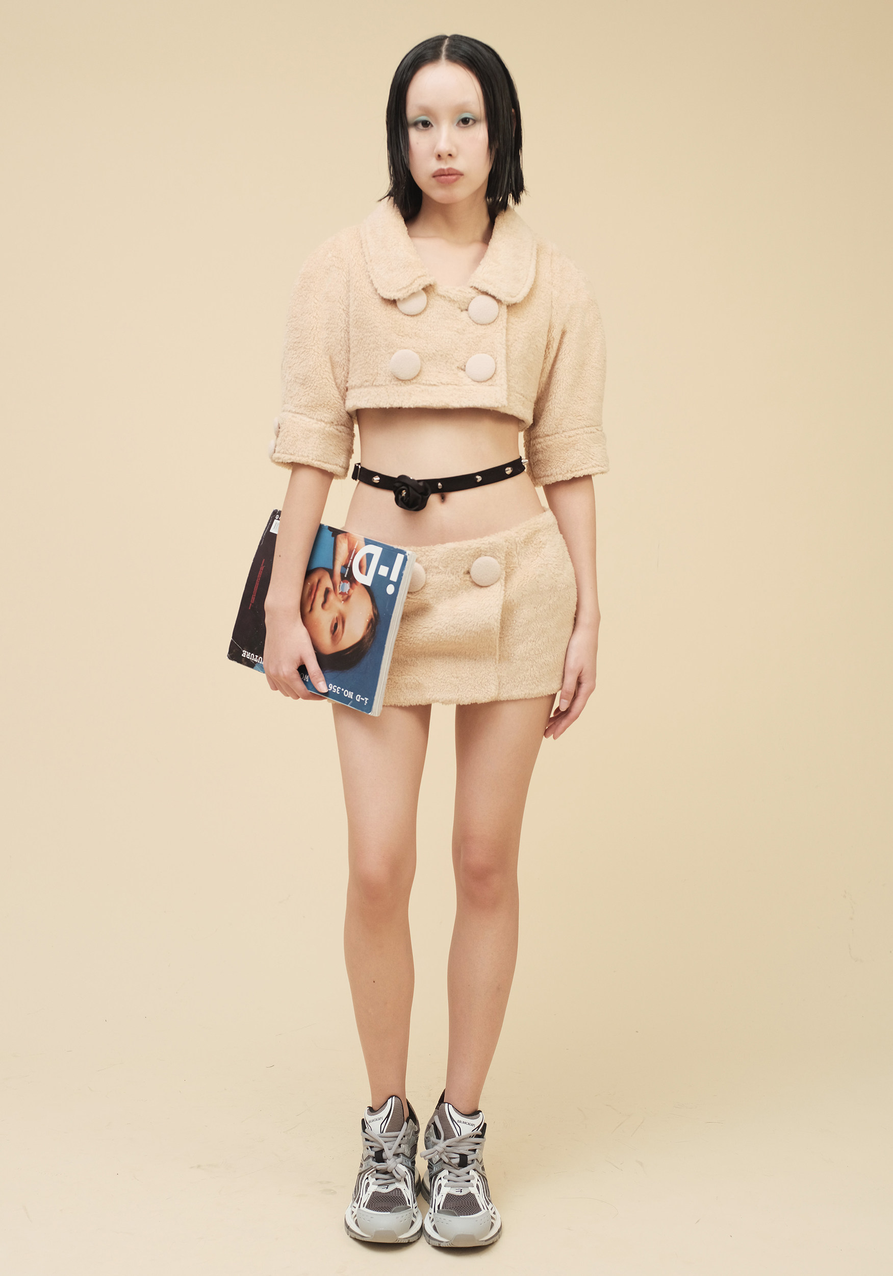 【季末七折】原创设计奶茶色泰迪熊毛绒复古甜美套装短