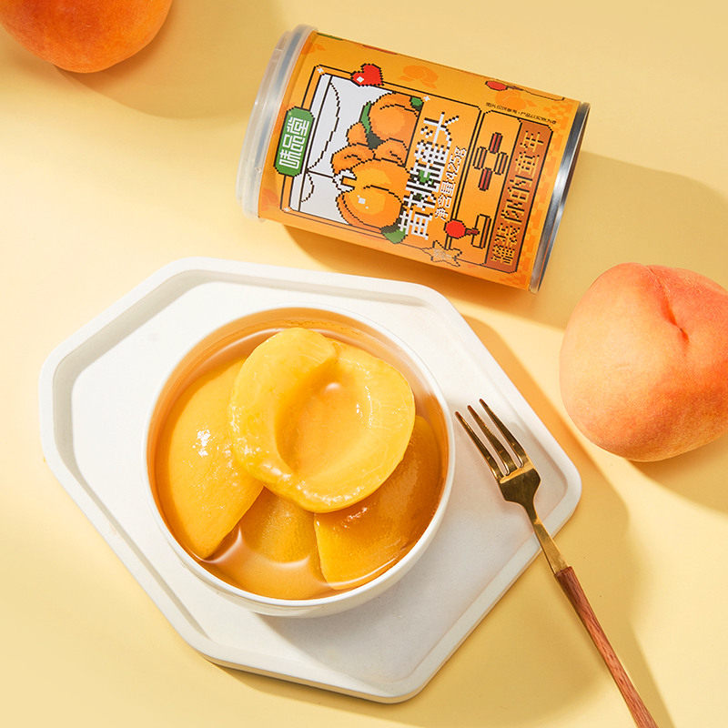 【味品堂】黄桃罐头425g*6罐整箱水果罐头即食休闲零食对开黄桃b