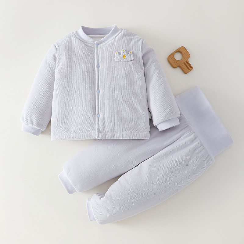 2026新款宝宝衣服冬季婴幼儿150g夹棉套装加厚保暖分体外穿两件套
