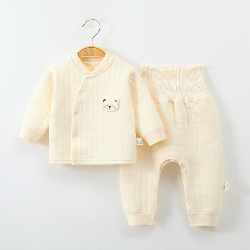 6个月宝宝衣服秋装薄棉保暖套装儿童秋冬分体睡衣婴儿高腰打底衣7