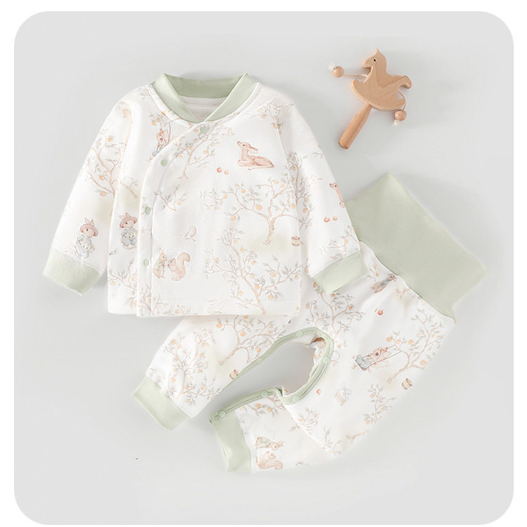 四个月女宝冬装80克夹棉分体套装婴儿冬季高腰打底衣新生秋衣秋裤