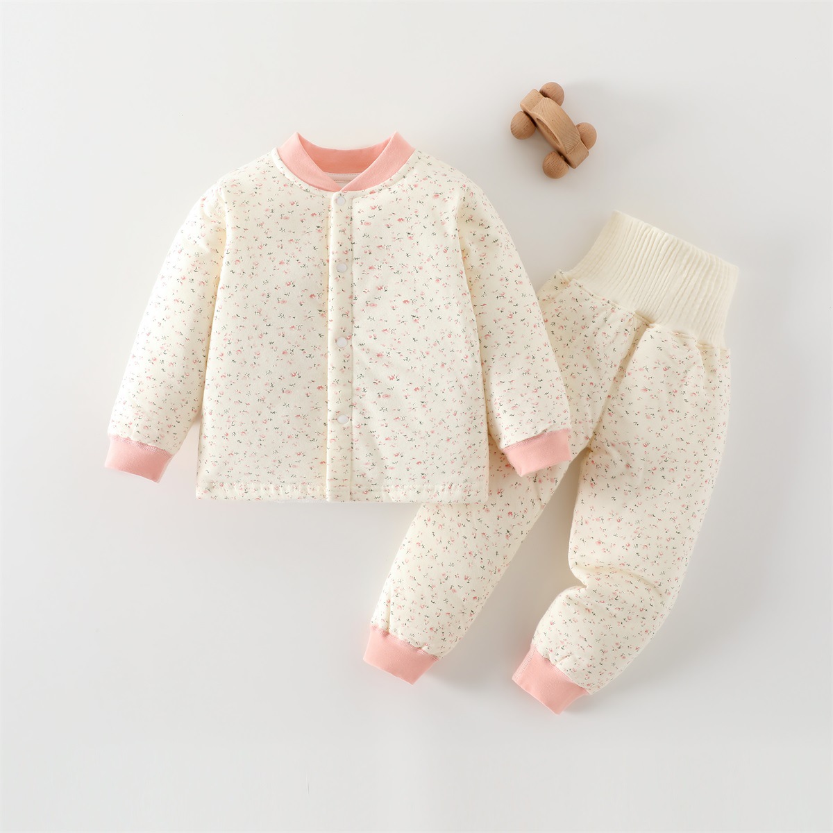 40g薄棉婴儿外出服儿童秋衣秋裤套装新生儿纯棉无骨分体保暖秋装