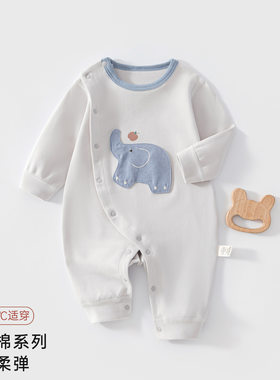 新生婴儿儿衣服a类纯棉秋季连体衣刚出生宝宝舒绒外出服超萌哈衣