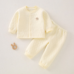 九月龄宝宝衣服秋季婴儿内衣分体套装秋冬纯棉三层保暖无秋衣秋裤