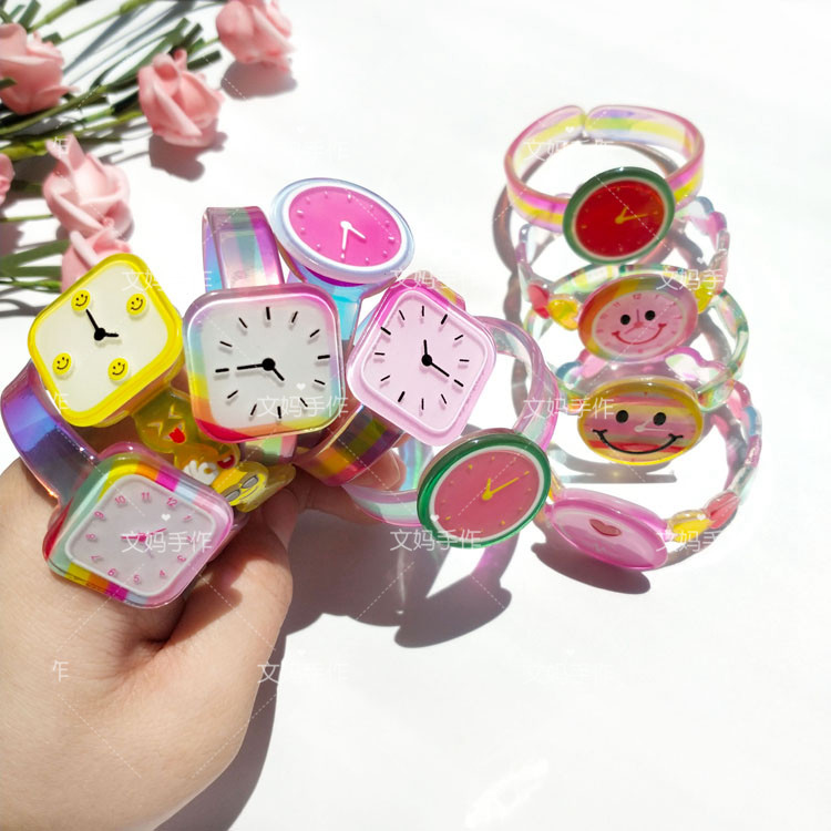 韩版儿童仿手表手环可爱七彩镭射手镯女童宝宝笑脸手链玩具首饰品|ruв категории Украшения,ювелирные изделия, браслет - от Buy2taobao.com для оказания профессиональной услуги покупки агента Taobao