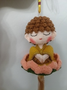 成品,十二厘米财运小佛陀车载挂件摆件手工毛线钩织玩偶礼物