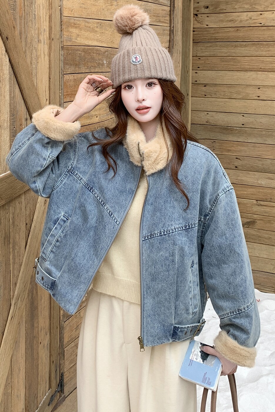 2025冬款新款牛仔毛毛外套211-5882P205控398,女装毛呢外套,浙宝211