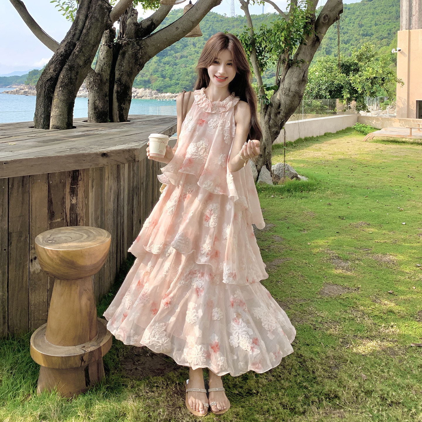 夏款新款挂脖度假连衣裙2C393-9821P155控248,女装连衣裙,浙宝211