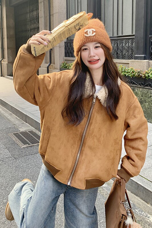 2025冬款百搭皮毛一体211-5862P225控328,女装毛呢外套,浙宝211