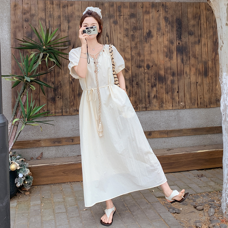 2025夏季新款法式气质优雅收腰系带长裙高级感波西米亚风连衣裙潮，商品下架区商品下架区，浙宝211