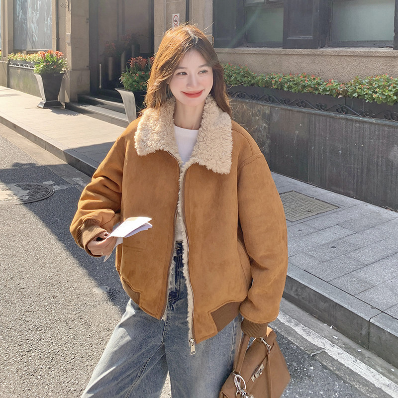2025冬款百搭皮毛一体211-5862P225控328,女装毛呢外套,浙宝211