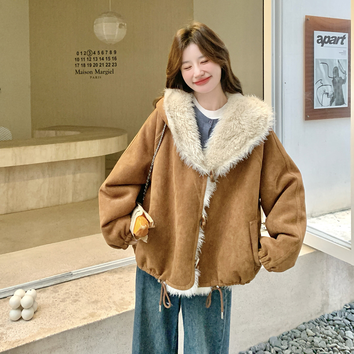 2025冬款新款两穿皮毛一体外套211-5879P225控328,女装毛呢外套,浙宝211