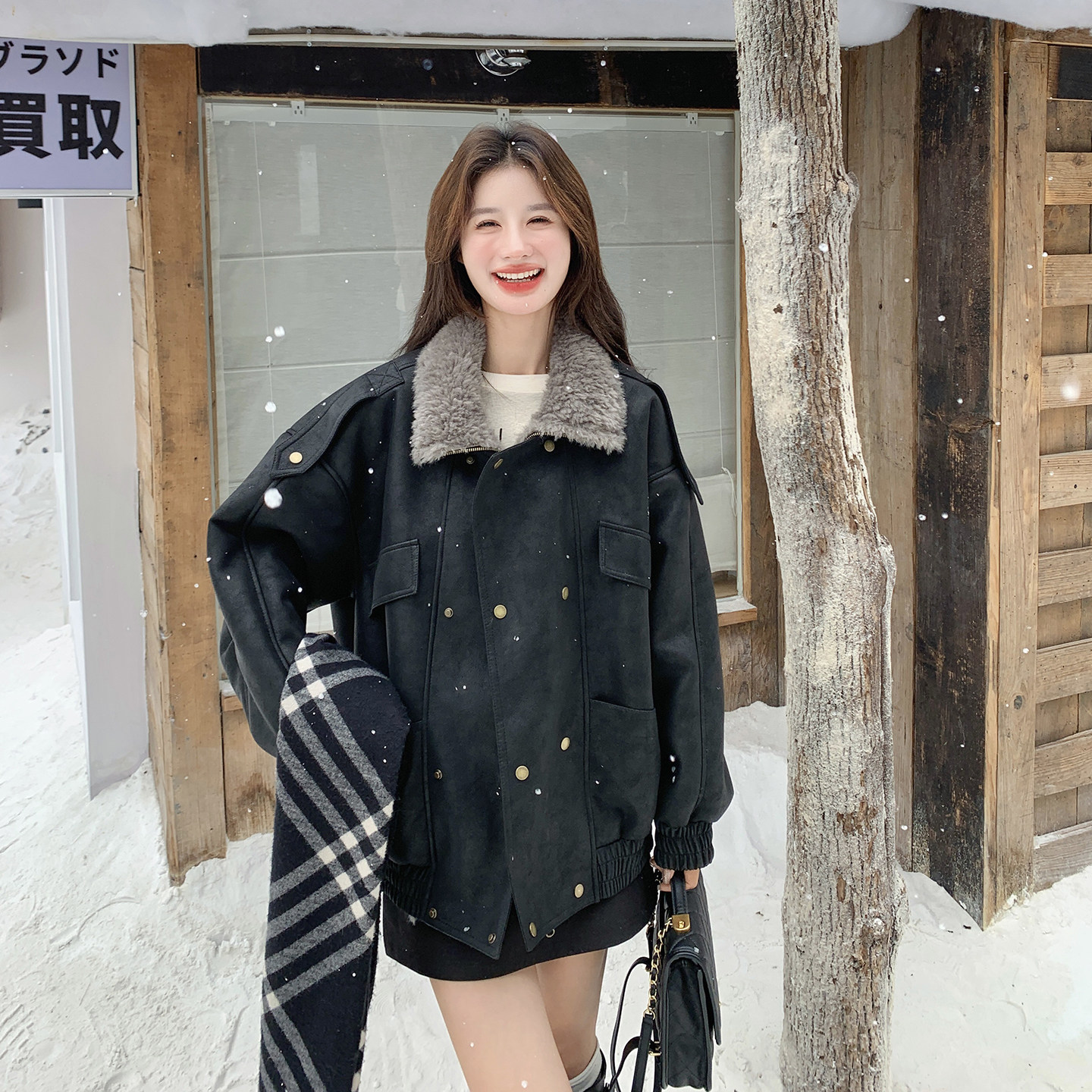 出货中数据好2025新款冬款皮毛一体外套211-5877P225控328，女装毛呢外套，浙宝211